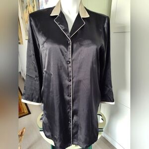 Jones New York Silky Feel Nightshirt Classic Quiet Money Sz Lg Black Gold